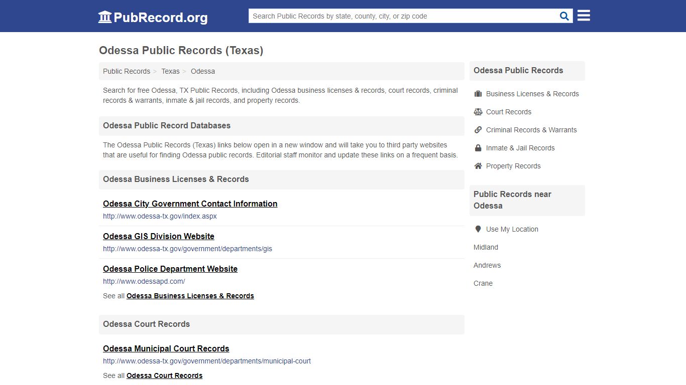 Free Odessa Public Records (Texas Public Records)